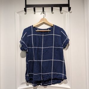 Pyne & Smith Blouse No.14 in Blue Windowpane